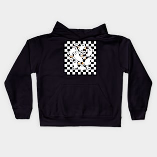 White checkerboard ghost Kids Hoodie